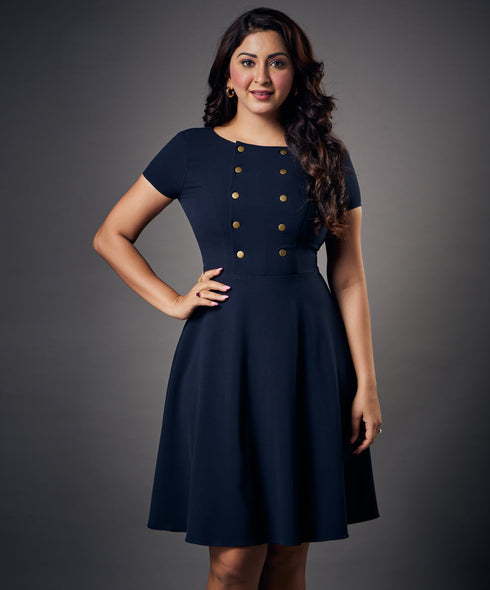 Shank Attached Navy Mini Dress