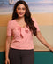 Vneck Front Tie Printed Pink Top