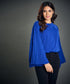 Sleeve Pleated Chiffon Royal Blue Top