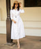 Off White Elegant Buttoned Shirt Linen Dress