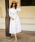 Off White Elegant Buttoned Shirt Linen Dress