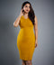 Vneck Sleeveless Bodycon Mustard Dress