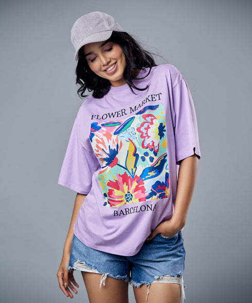 Barcelona Flower Market Printed Tshirt