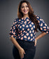 Half Sleeve Blue & Pink Printed Top