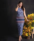 Blue Printed ITY body Hugging Maxi