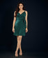 Sensual Green Vneck Mini Dress