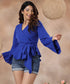 Waterfall Peplum Royal Blue Chiffon Top