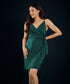 Sensual Green Vneck Mini Dress