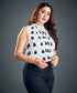 Black & White Cat Print Top