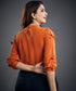 Bow Detailed Chiffon Orange Top