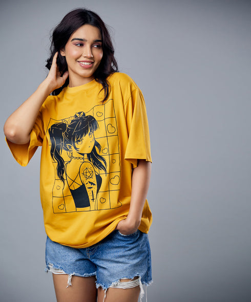 Anime Girl Printed Oversized Tshirt