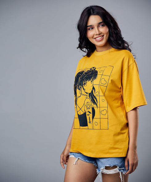 Anime Girl Printed Oversized Tshirt