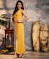 Sleeveless High Neck Mustard Maxi Dress