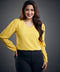Vneck Long Sleeve Chiffon Yellow Top