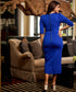 Royal Blue Bodycon Sleeve Detailed Dress