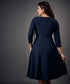 Side Looped Skater Navy Dress