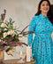 Aurora Floral Long Sleeve Blue Dress