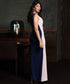 Two Tone Slight Vneck Bodycon Maxi