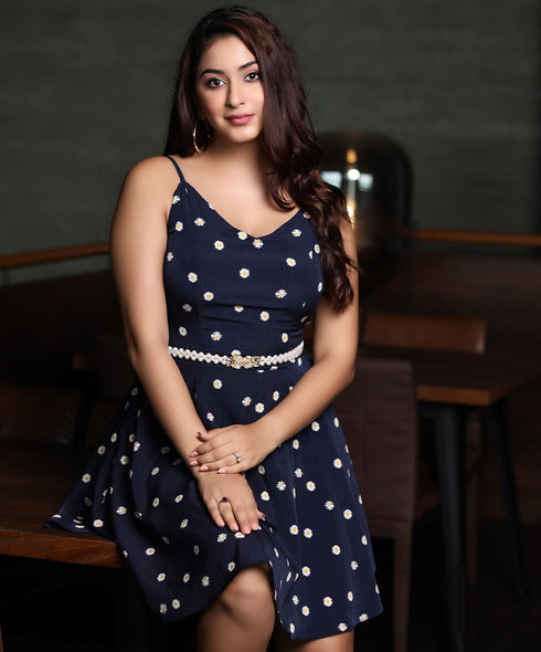 Strappy Sweetheart Neck Printed Dress