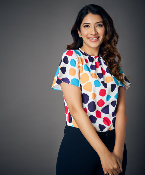 Back Keyhole Printed Blouse