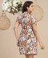 Short Sleeve Wrap Around Printed Dress