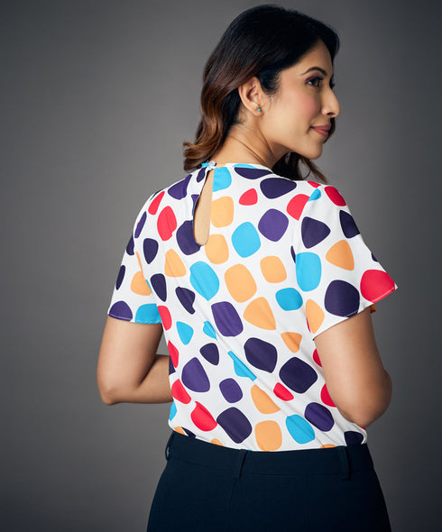 Back Keyhole Printed Blouse