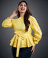 Yellow Detailed Peplum Top