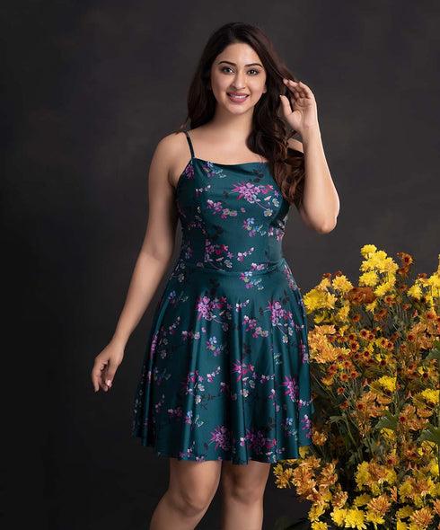 Strappy Girly Printed Mini Dress