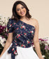 One Shoulder With Sleeve Printed Top