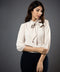 Neck Tie Beige Work Wear Top