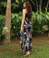 High-Low Printed Black Maxi Dress