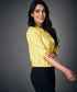 Round Neck Lantern Sleeve Yellow Blouse