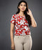 Red Petal Sleeve Peek A Boo Top