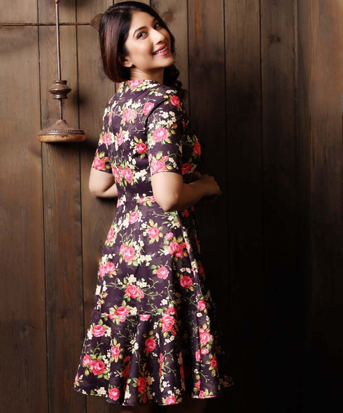 Mini Printed High Neck Dress