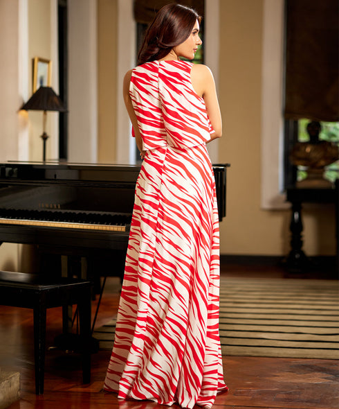 Two Layered Floral Printed Maxi Dress