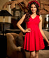 Vneck Skater Red Dress