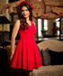 Vneck Skater Red Dress
