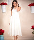 Deep Vneck Evening White Dress
