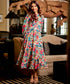 Floral Printed Long Sleeve Midi Dress