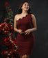Shoulder Detailed Scalloped Bodycon Dress