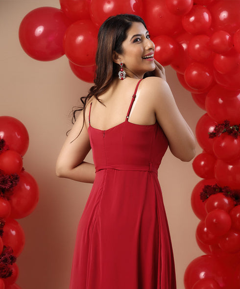 Vneck Waist Tie Solid Chiffon Maxi