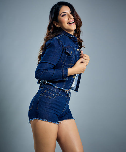 Blue Fray Hem Jacket