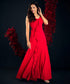 Red Frilled Maxi Dress