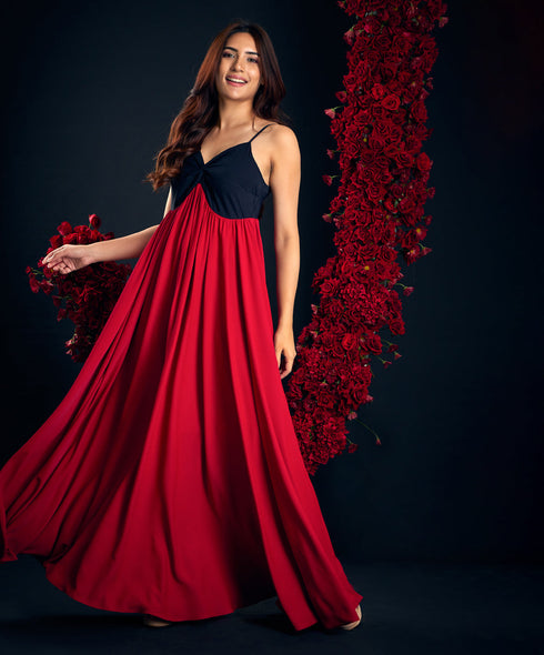 Two Tone Chiffon Tube Maxi