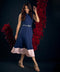Blue And Pink Contarst Midi Dress