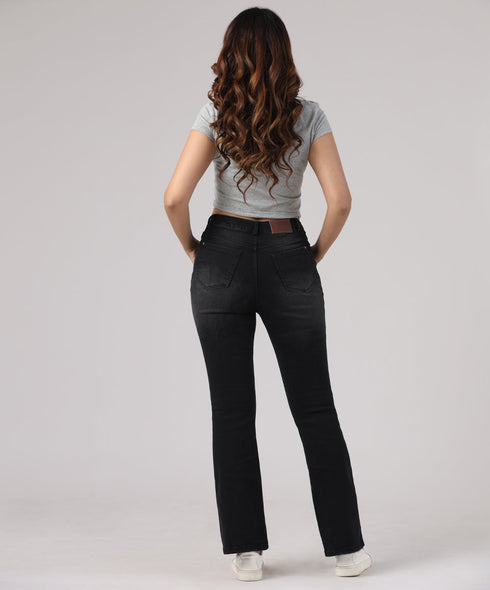 Mid Waist Flare Leg Jeans