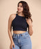Navy Deep Cut Arm Rib Crop Top