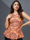 Floral Design Printed Peplum Top